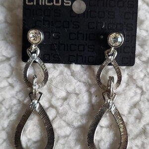 NWT Chico's "Jalila" 2-1/2" Tone Silver Lightweight Dangle Earrings